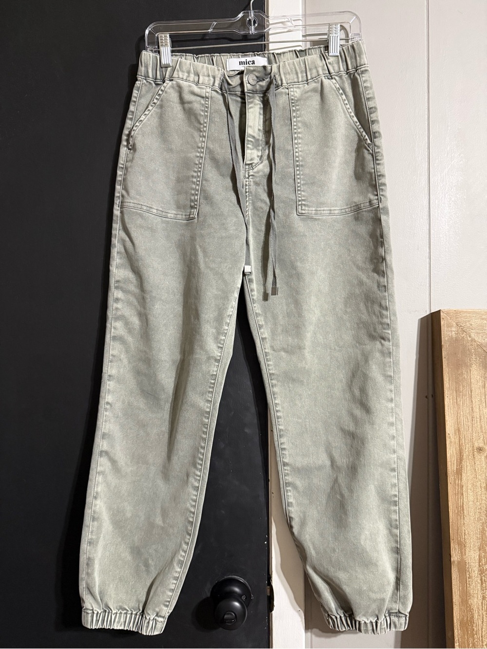 Mica Sage Green Relaxed Drawstring Jeans